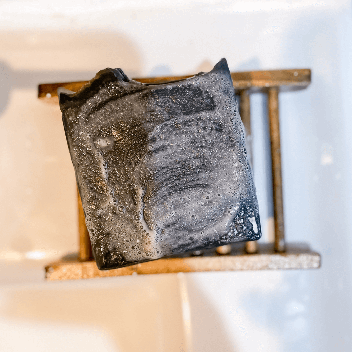 Natural Handmade soap activated charcoal eczema close up | Aquaries