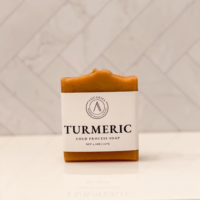 Handmade Natural cold process soap turmeric and honey front | Aquaries