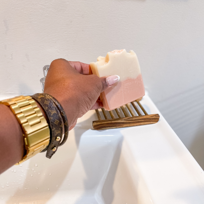 coconut milk and pink clay cold process soap| Aquaries